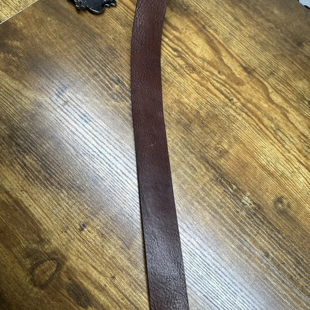 Harold's Leather Belt Brown ‎ MADE IN ITALY Red Rhinestones Medium Boho Western